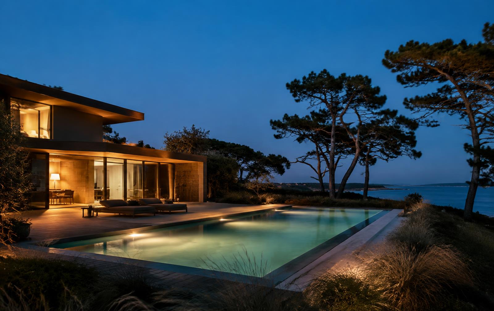 Villa contemporaine, Dinard — mise en lumière